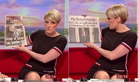 TV presenter accidentally flashes more than expected during live broadcast. . News anchor upskirt